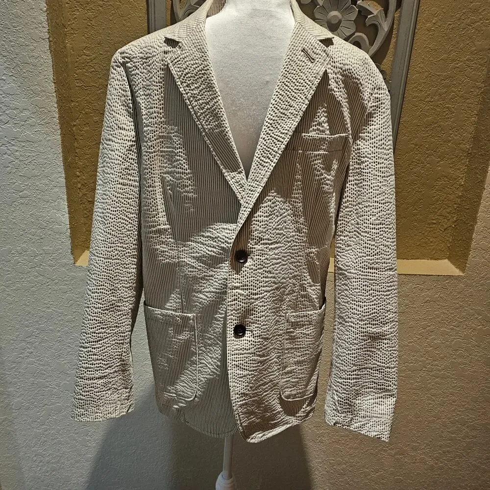 Goodfellow Kenwood Blazer M Seersucker Sport Coat Preppy Coastal Old Money